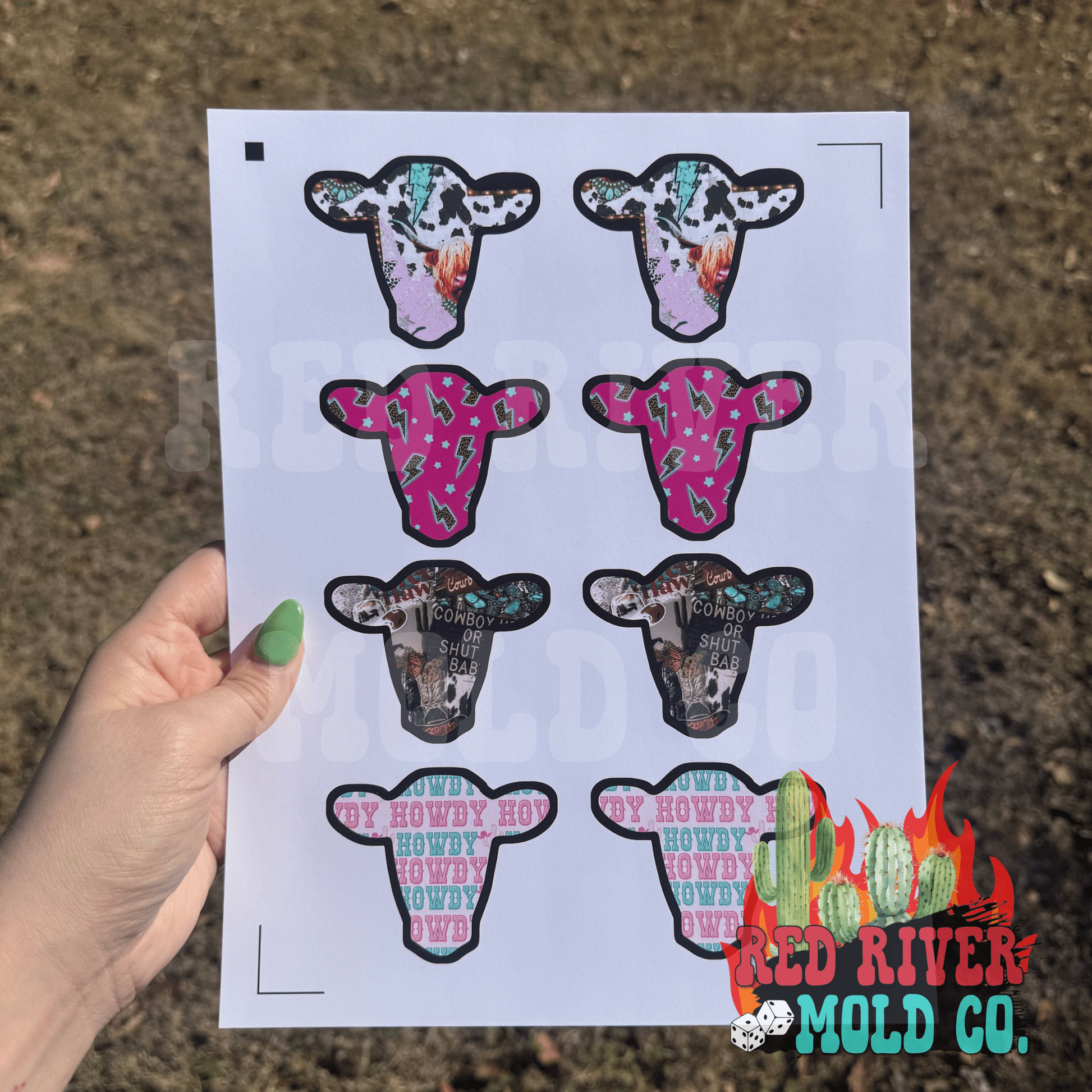 Bossy Boots Cow Head Vent Set cardstock grab bag - Red River Mold Co