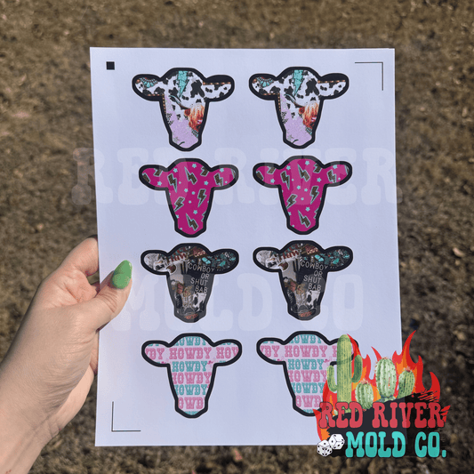 Bossy Boots Cow Head Vent Set cardstock grab bag - Red River Mold Co