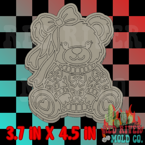 Bow Bear Silicone Freshie Mold - Red River Mold Co