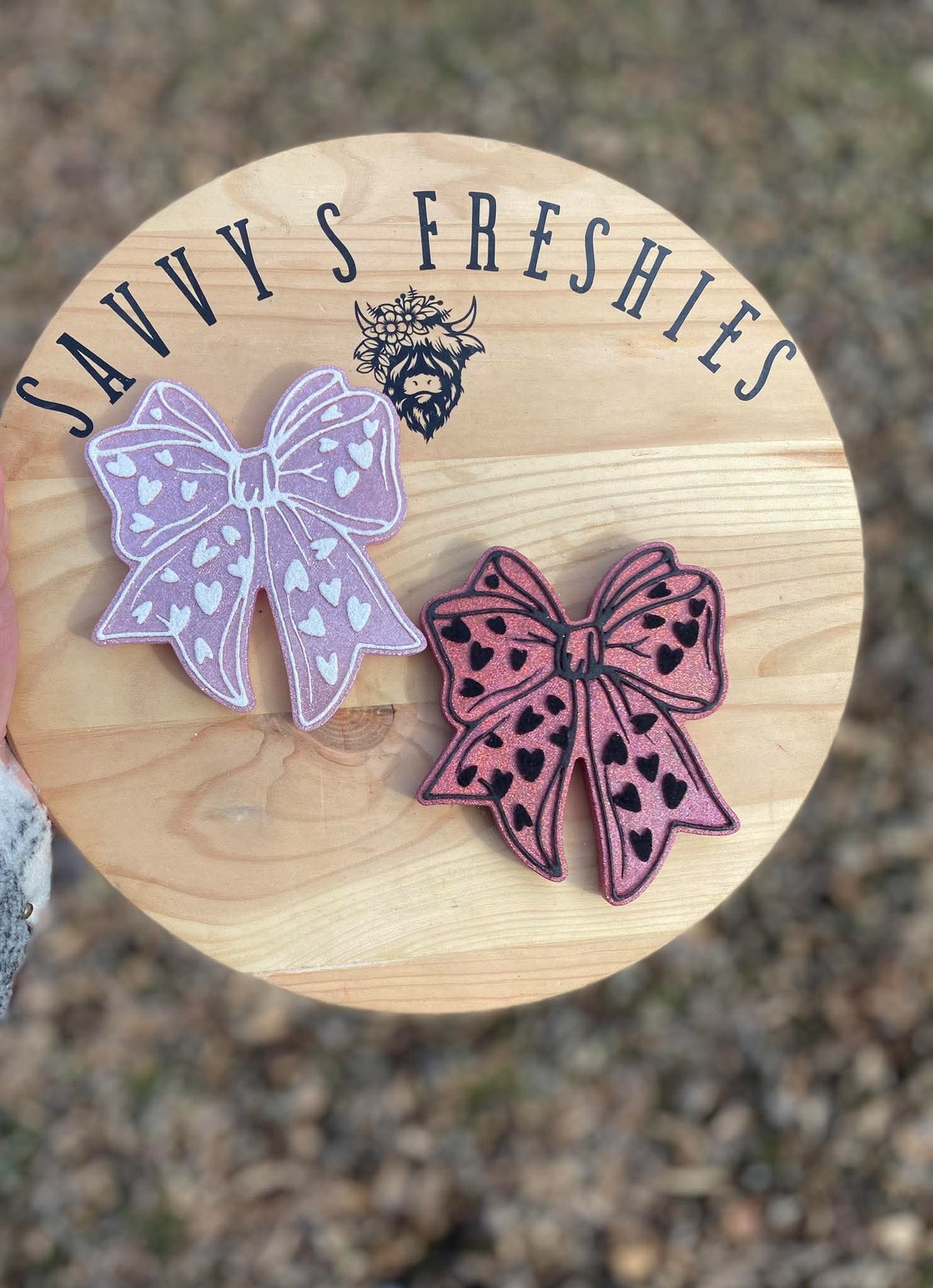 Bow with Hearts Silicone Freshie Mold - Red River Mold Co