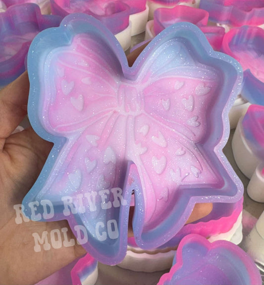 Bow with Hearts Silicone Freshie Mold - Red River Mold Co