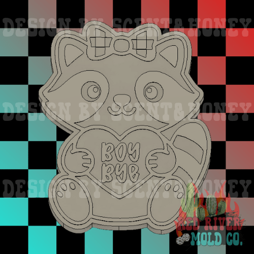 Boy Bye Valentine Racoon Silicone Freshie Mold - Red River Mold Co