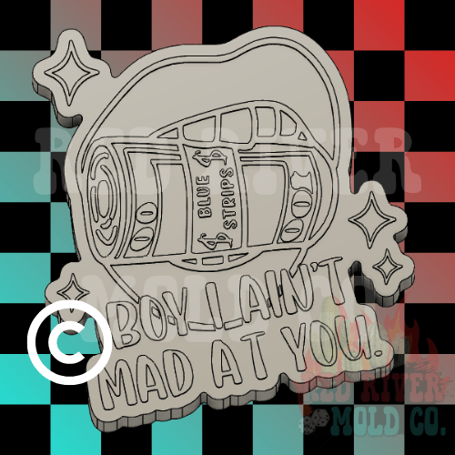 Boy I Ain't Mad At You Blue Strips Mouth Silicone Freshie Mold (COPYRIGHT PROTECTED) - Red River Mold Co