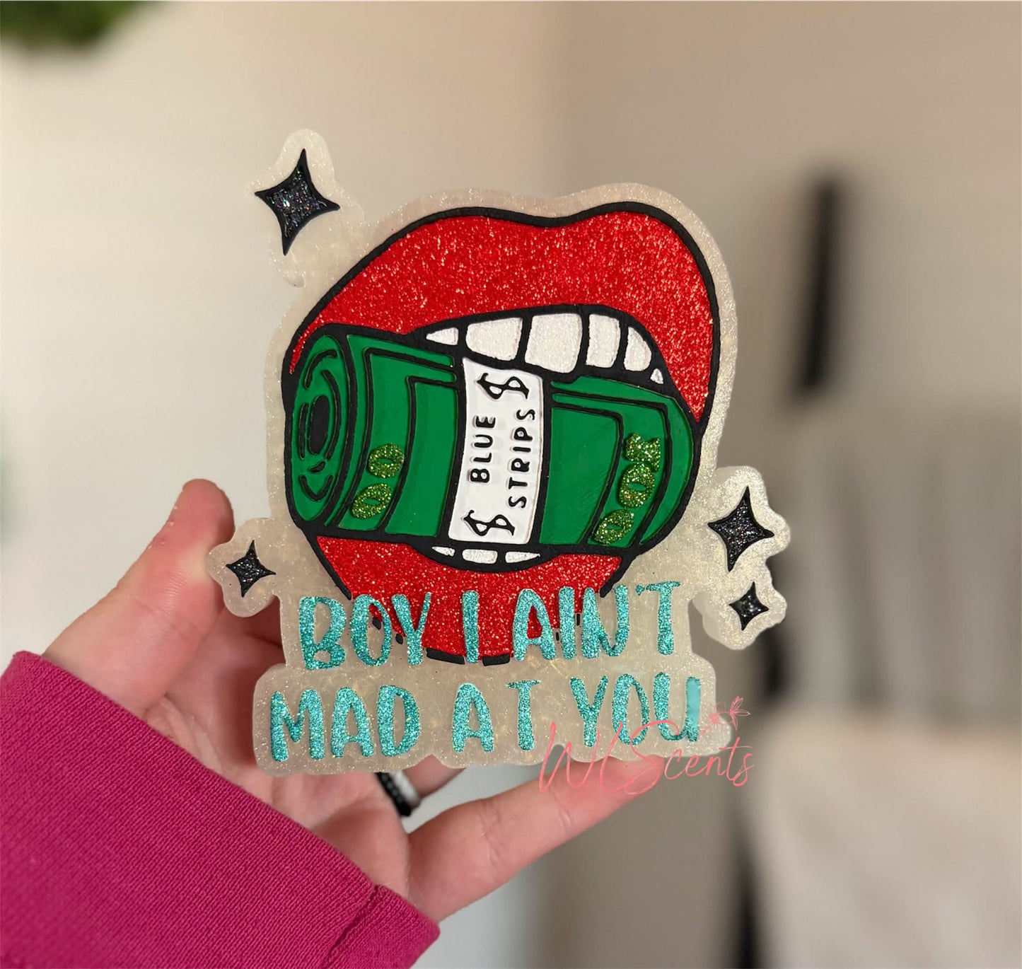 Boy I Ain't Mad At You Blue Strips Mouth Silicone Freshie Mold (COPYRIGHT PROTECTED) - Red River Mold Co