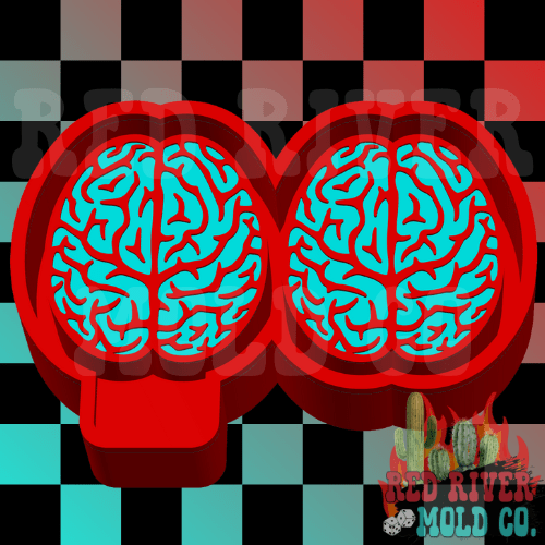 Brain Silicone Double Vent Freshie Mold - Red River Mold Co