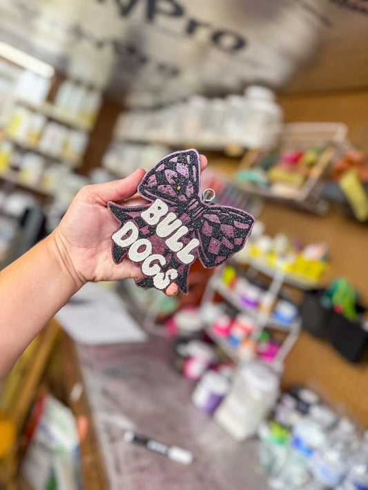 Bulldogs With A Checkered Bow Silicone Freshie Mold - Red River Mold Co