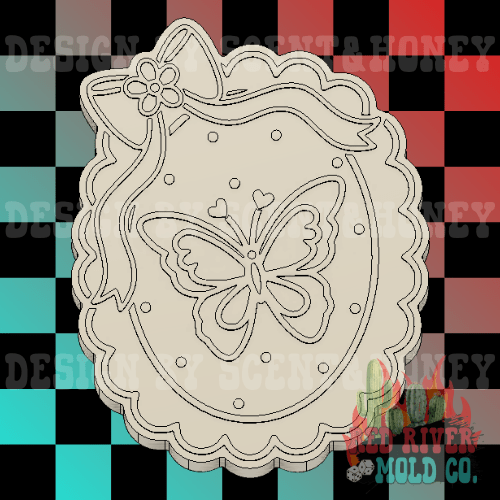 Butterfly In A Frame With A Bow Silicone Freshie Mold - Red River Mold Co