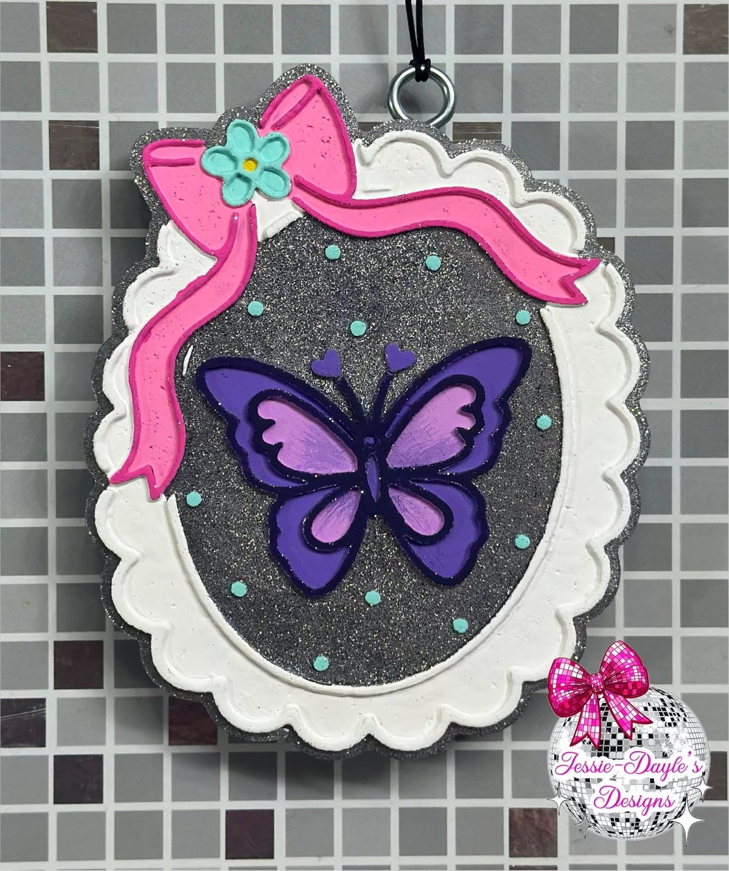 Butterfly In A Frame With A Bow Silicone Freshie Mold - Red River Mold Co