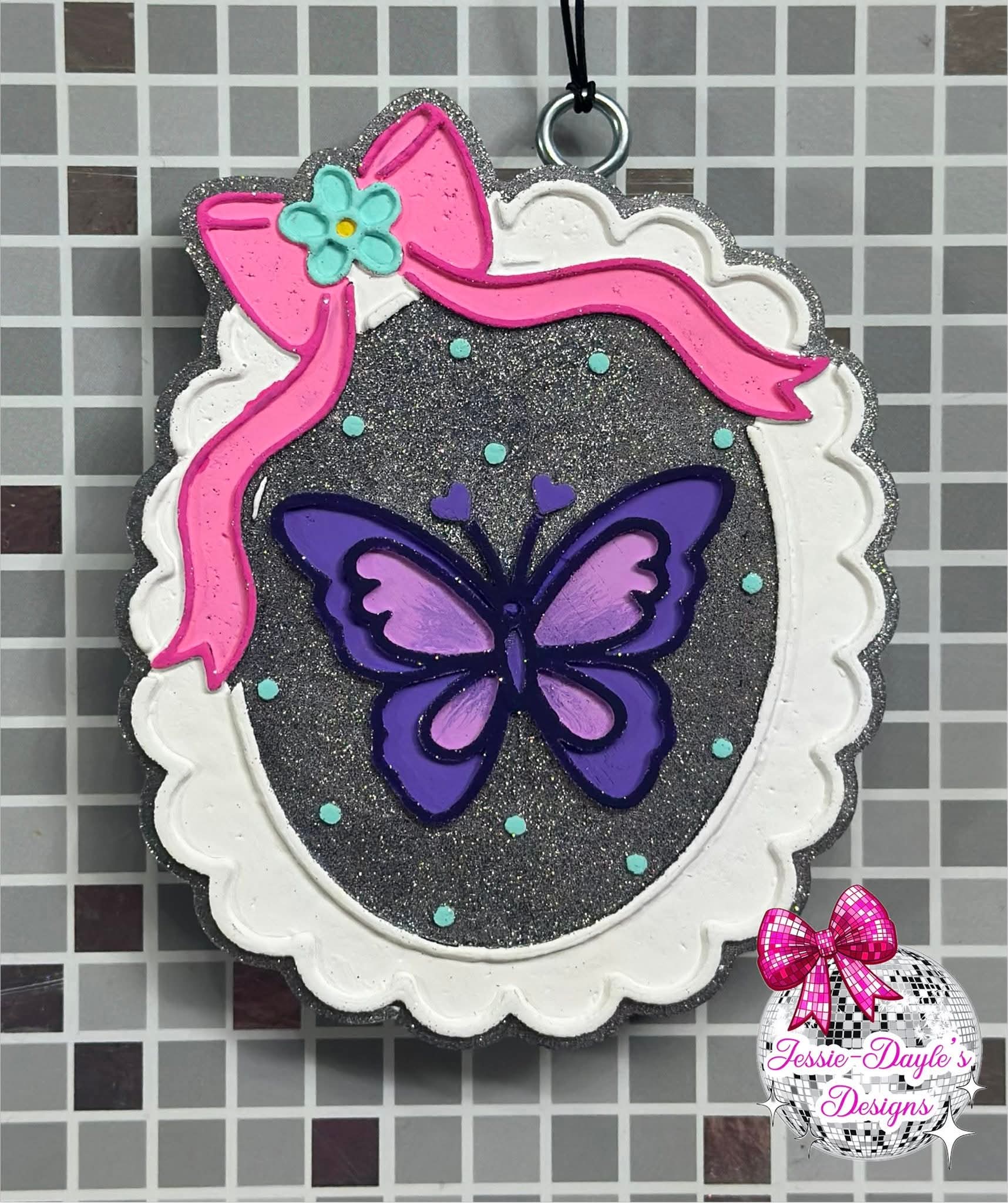 Butterfly In A Frame With A Bow Silicone Freshie Mold - Red River Mold Co