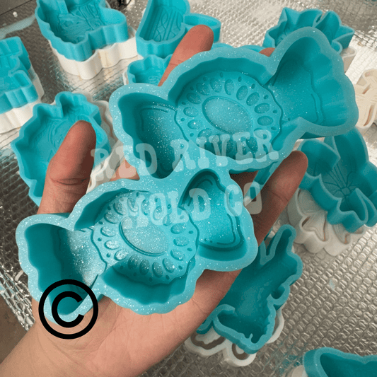 Candy Turquoise Squash Silicone Double Vent Freshie/wax melt Mold RRMC Exclusive - Red River Mold Co