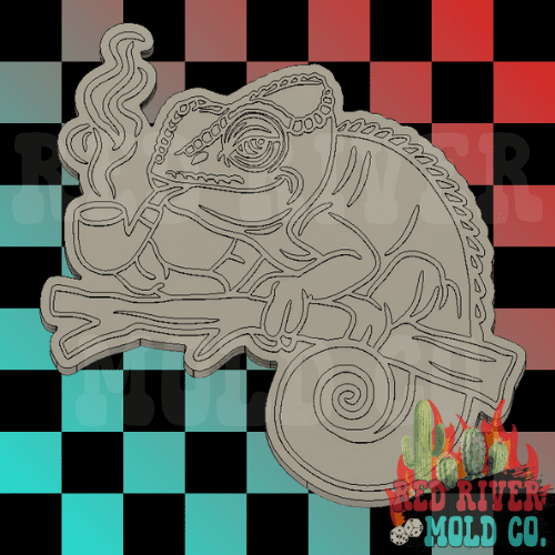 Chameleon Smoking A Pipe Silicone Freshie Mold - Red River Mold Co