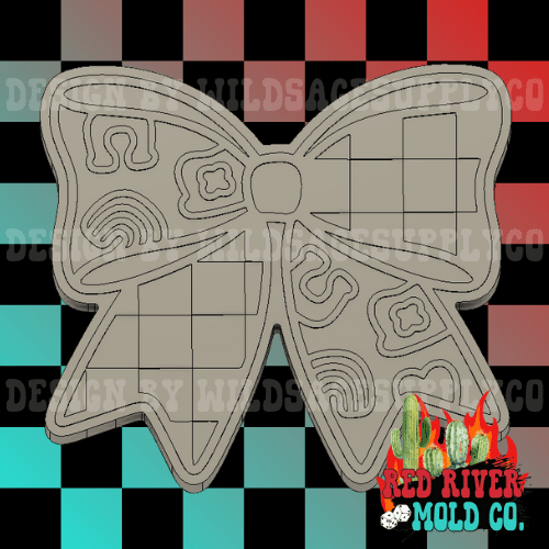 Charm Checkered Bow Silicone Freshie Mold - Red River Mold Co