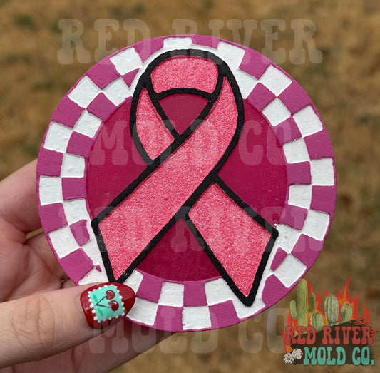 Checkered Awareness Ribbon 4 in Round Mold Insert - Red River Mold Co