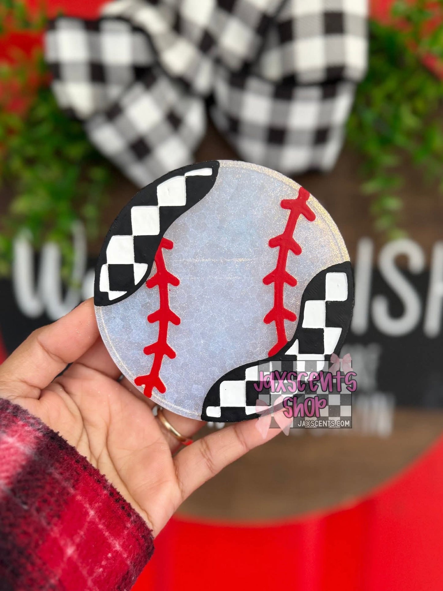 Checkered Baseball / Softball 4 in Round Mold Insert - Red River Mold Co