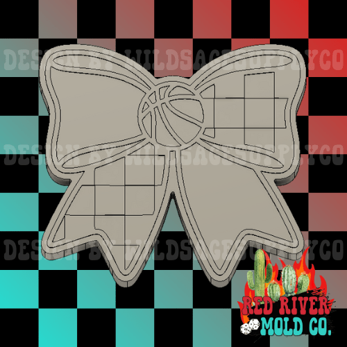 Checkered Basketball Bow Silicone Freshie Mold - Red River Mold Co