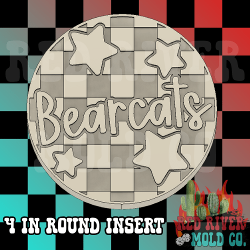 Checkered Bearcats With Stars 4 in Round Mold Insert - Red River Mold Co