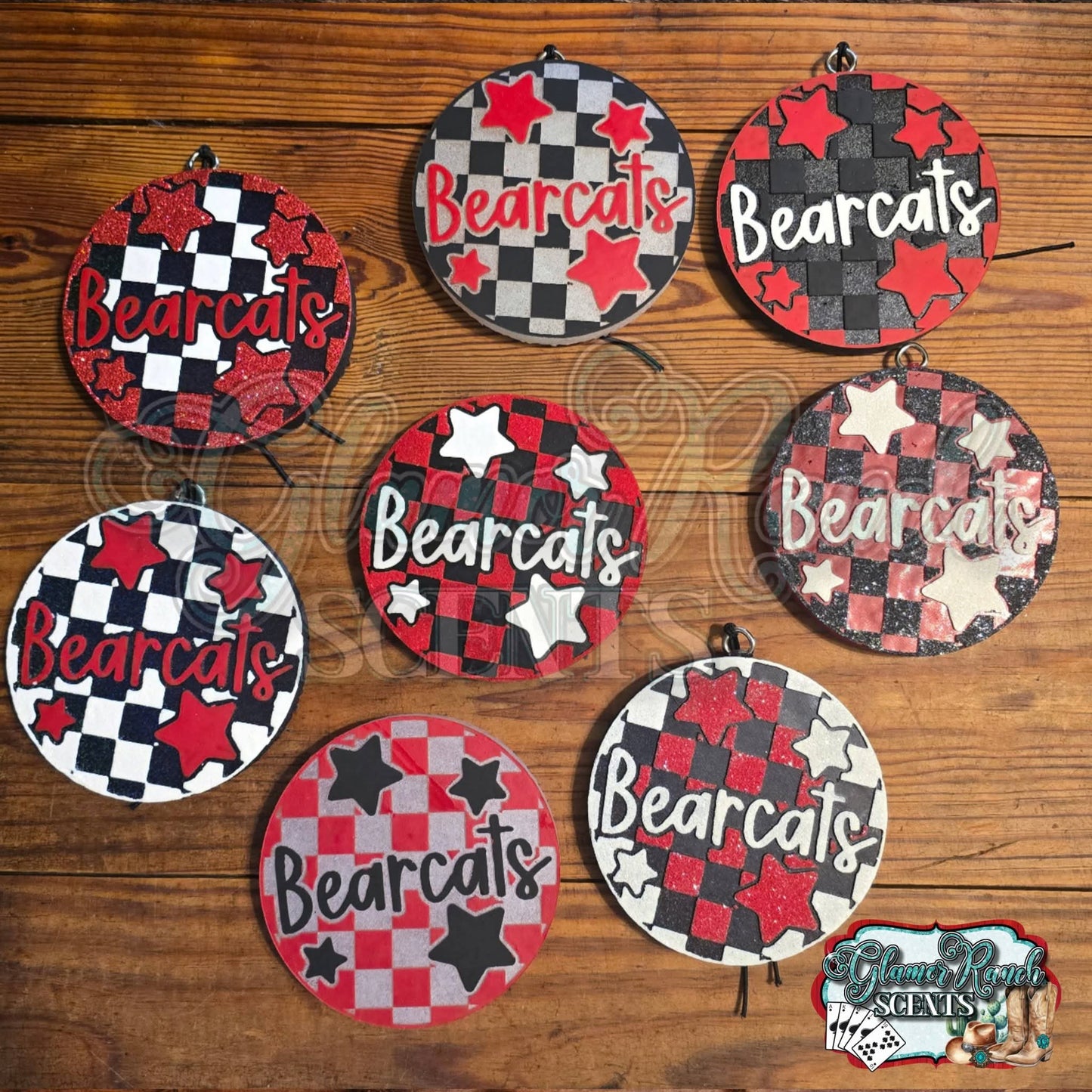 Checkered Bearcats With Stars 4 in Round Mold Insert - Red River Mold Co
