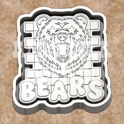 Checkered Bears With Star Eyes Mascot Silicone Freshie Mold RRMC Exclusive - Red River Mold Co