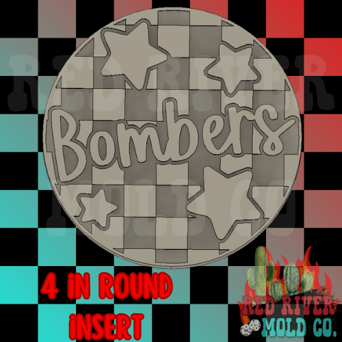 Checkered Bombers With Stars 4 in Round Mold Insert - Red River Mold Co