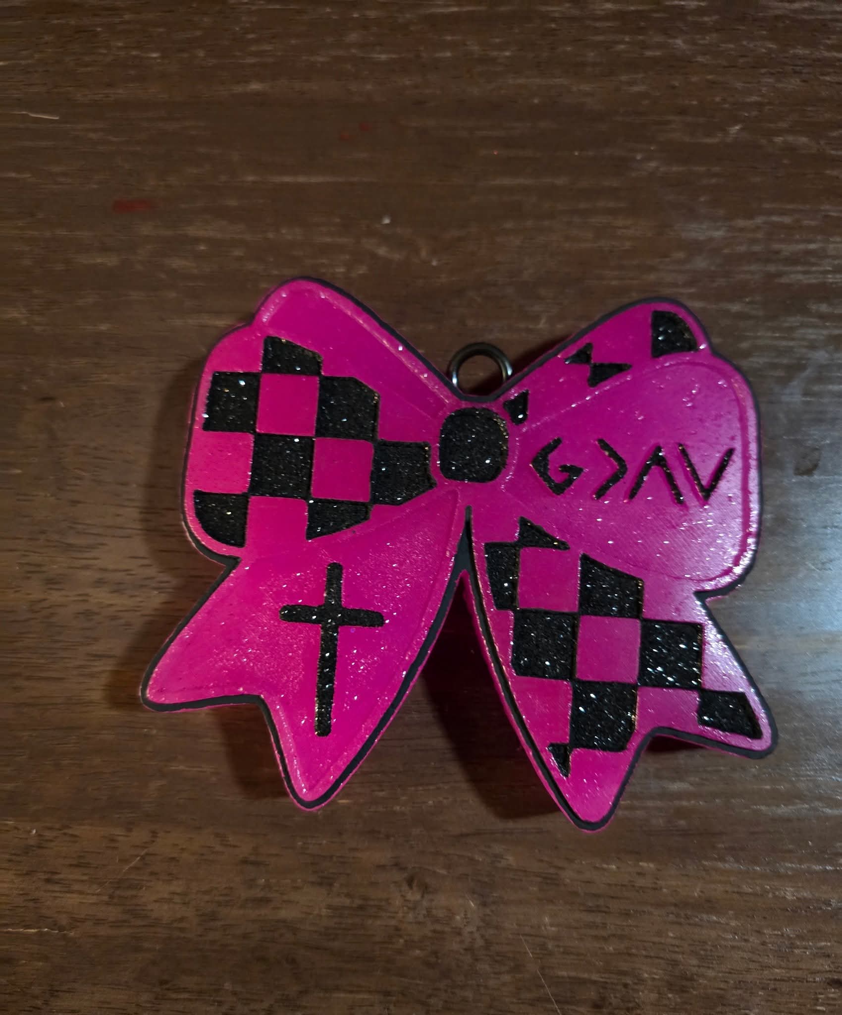 Checkered Bow with a Cross Silicone Freshie Mold - Red River Mold Co