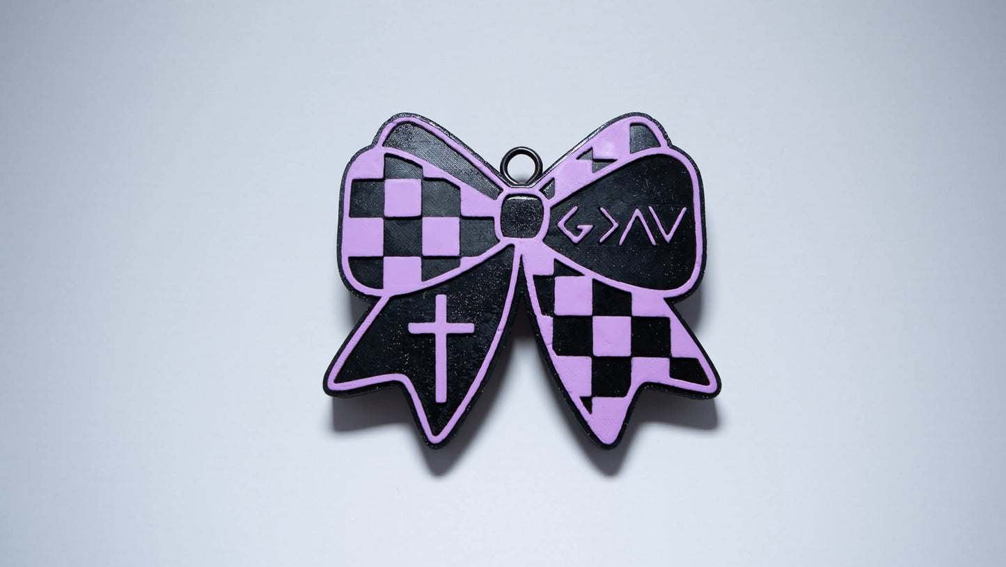 Checkered Bow with a Cross Silicone Freshie Mold - Red River Mold Co