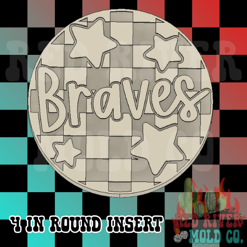Checkered Braves With Stars 4 in Round Mold Insert - Red River Mold Co