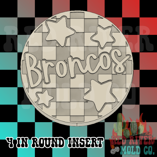 Checkered Broncos With Stars 4 in Round Mold Insert - Red River Mold Co
