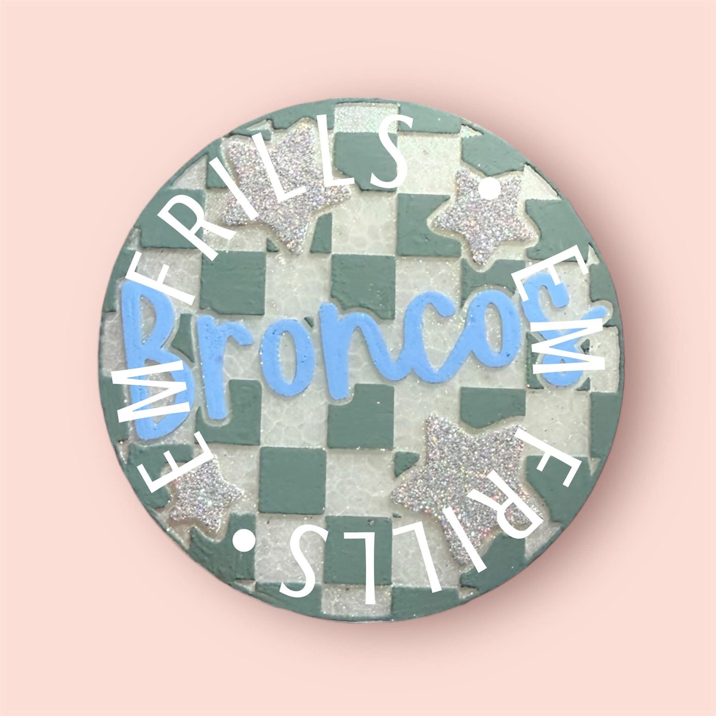 Checkered Broncos With Stars 4 in Round Mold Insert - Red River Mold Co