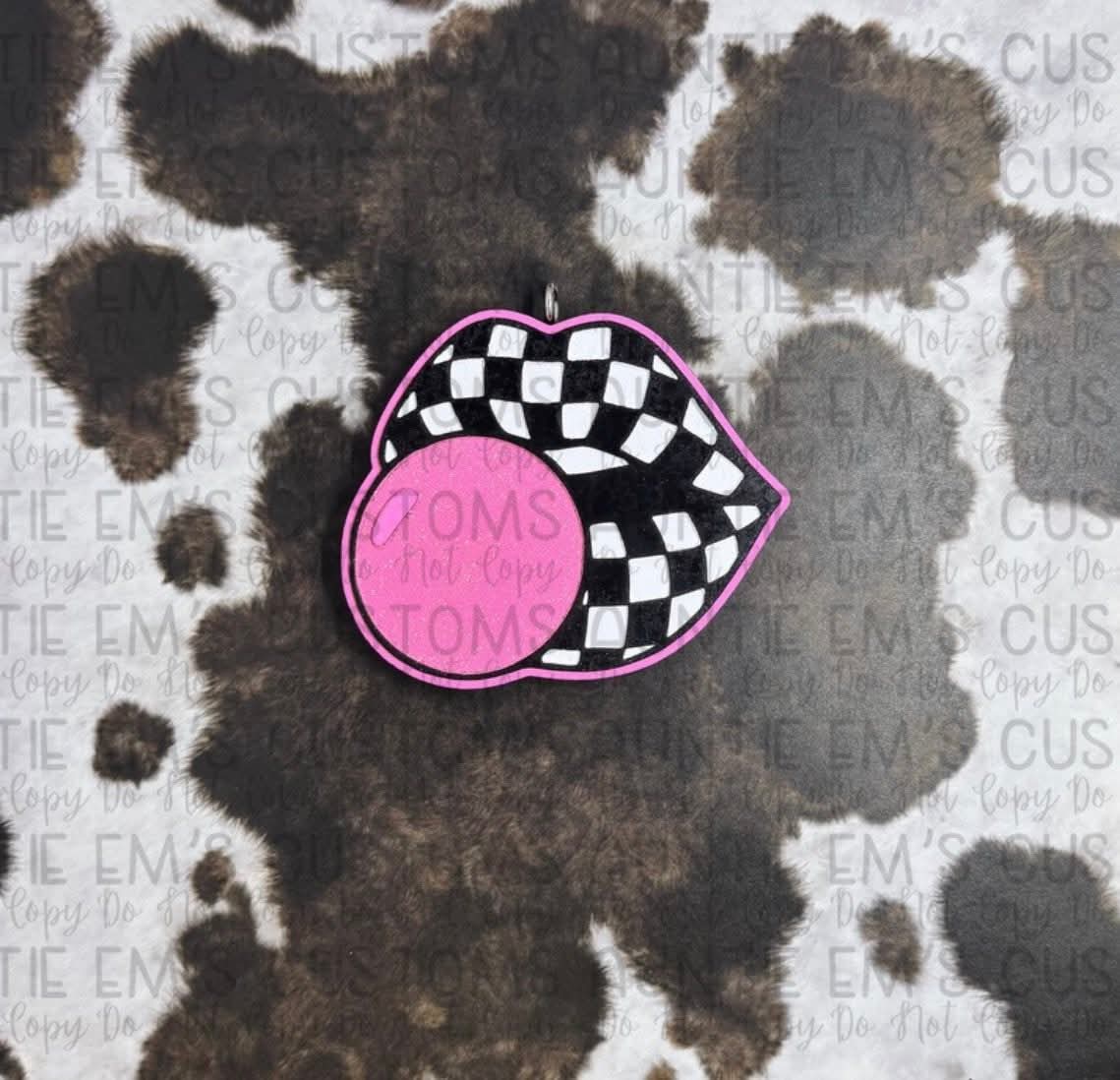 Checkered Bubble Gum Lips Silicone Freshie Mold - Red River Mold Co