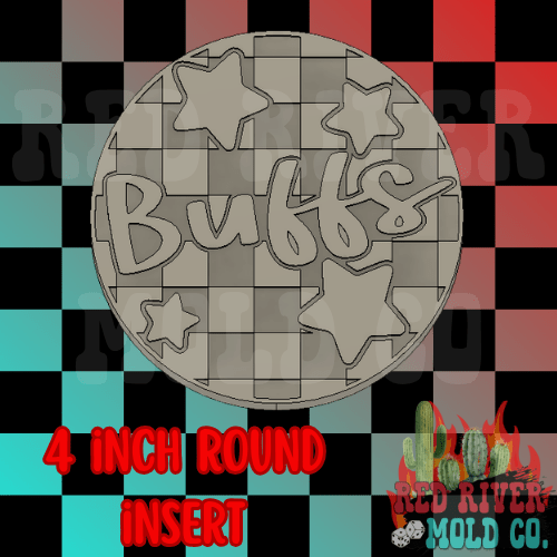 Checkered Buffs With Stars 4 in Round Mold Insert - Red River Mold Co