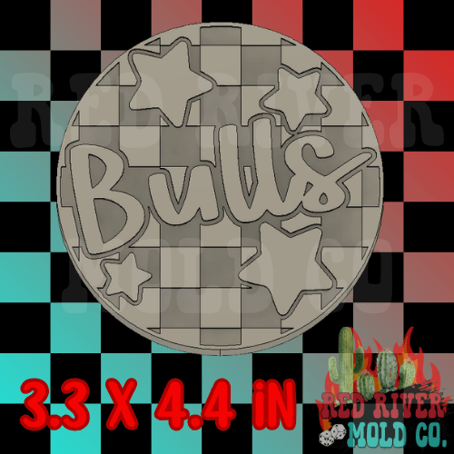 Checkered Bulls With Stars 4 in Round Mold Insert - Red River Mold Co