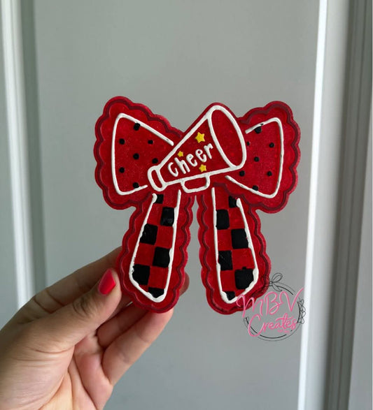 Checkered cheer bow Silicone Freshie Mold - Red River Mold Co