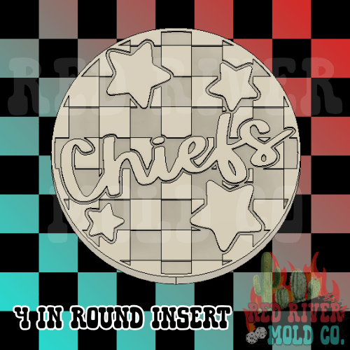 Checkered Chiefs With Stars 4 in Round Mold Insert - Red River Mold Co