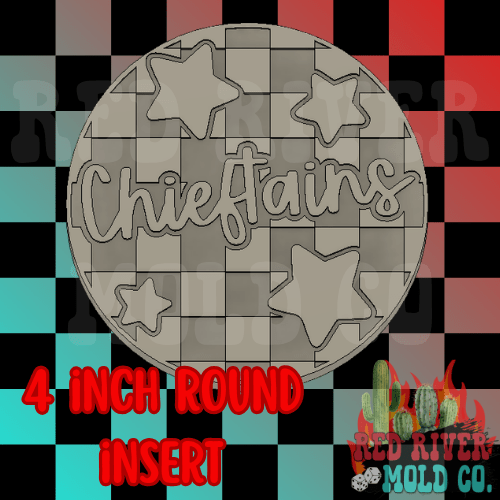 Checkered Chieftains With Stars 4 in Round Mold Insert - Red River Mold Co