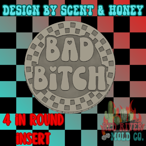 Checkered circle Bad Bitch 4 in Round Mold Insert - Red River Mold Co