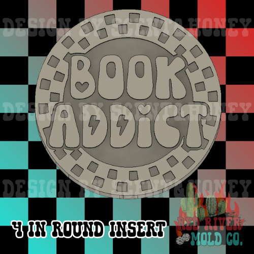 Checkered circle Book Addict 4 in Round Mold Insert - Red River Mold Co