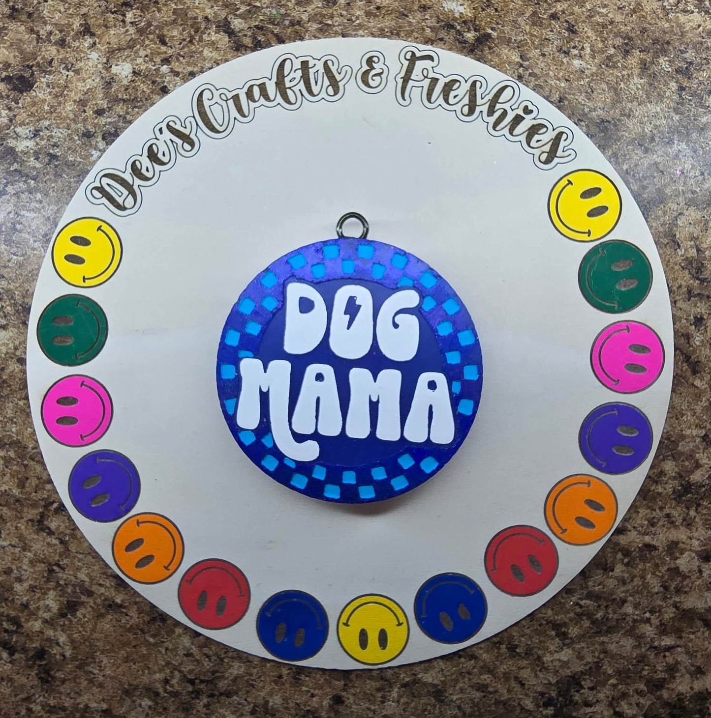 Checkered circle Dog Mama 4 in Round Mold Insert - Red River Mold Co