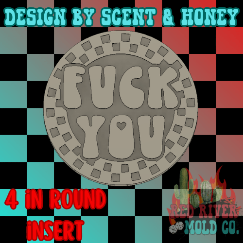 Checkered circle Fuck You 4 in Round Mold Insert - Red River Mold Co
