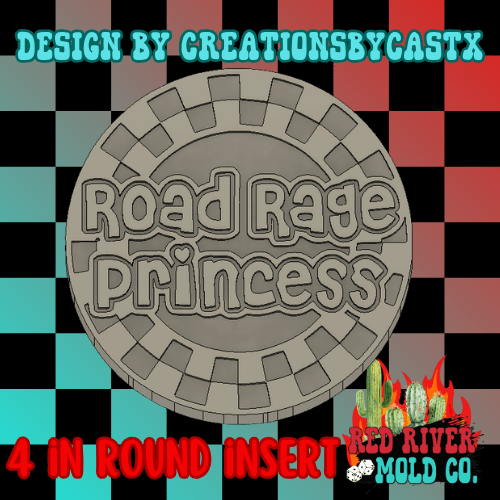 Checkered circle Road Rage Princess 4 in Round Mold Insert - Red River Mold Co