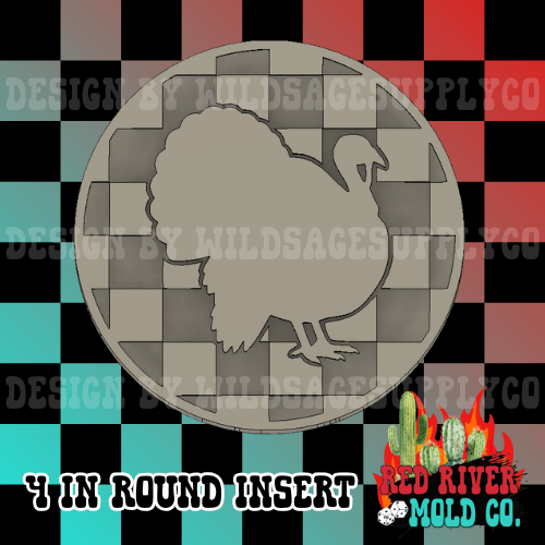 Checkered circle turkey 4 in Round Mold Insert - Red River Mold Co