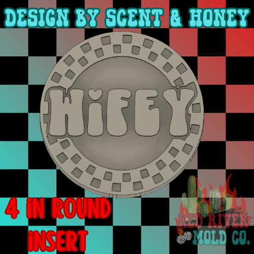 Checkered circle Wifey Duplicate 4 in Round Mold Insert - Red River Mold Co
