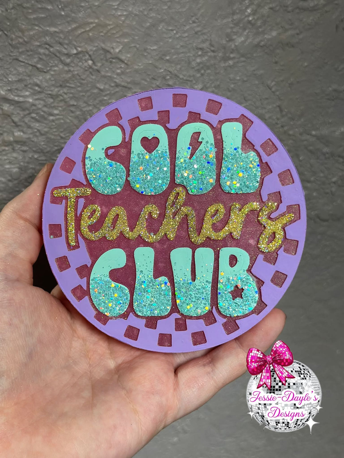 Checkered cool teachers club 4 in Round Mold Insert - Red River Mold Co