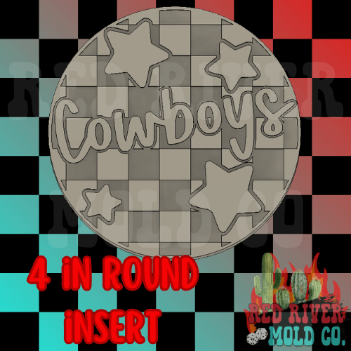 Checkered Cowboys With Stars 4 in Round Mold Insert - Red River Mold Co