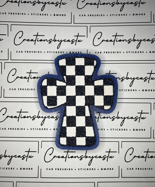 Checkered Cross Silicone Freshie Mold - Red River Mold Co
