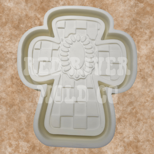 Checkered Cross with a Squash Blossom Silicone Freshie Mold RRMC Exclusive - Red River Mold Co