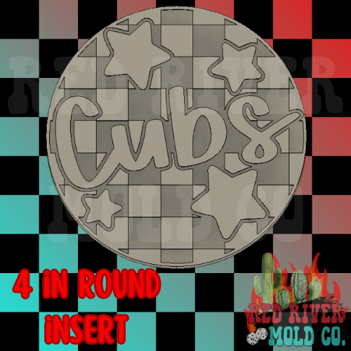 Checkered Cubs With Stars 4 in Round Mold Insert - Red River Mold Co