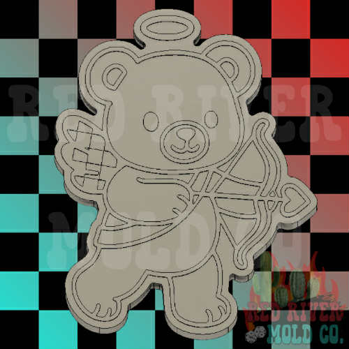 Checkered Cupid Bear Silicone Freshie Mold - Red River Mold Co