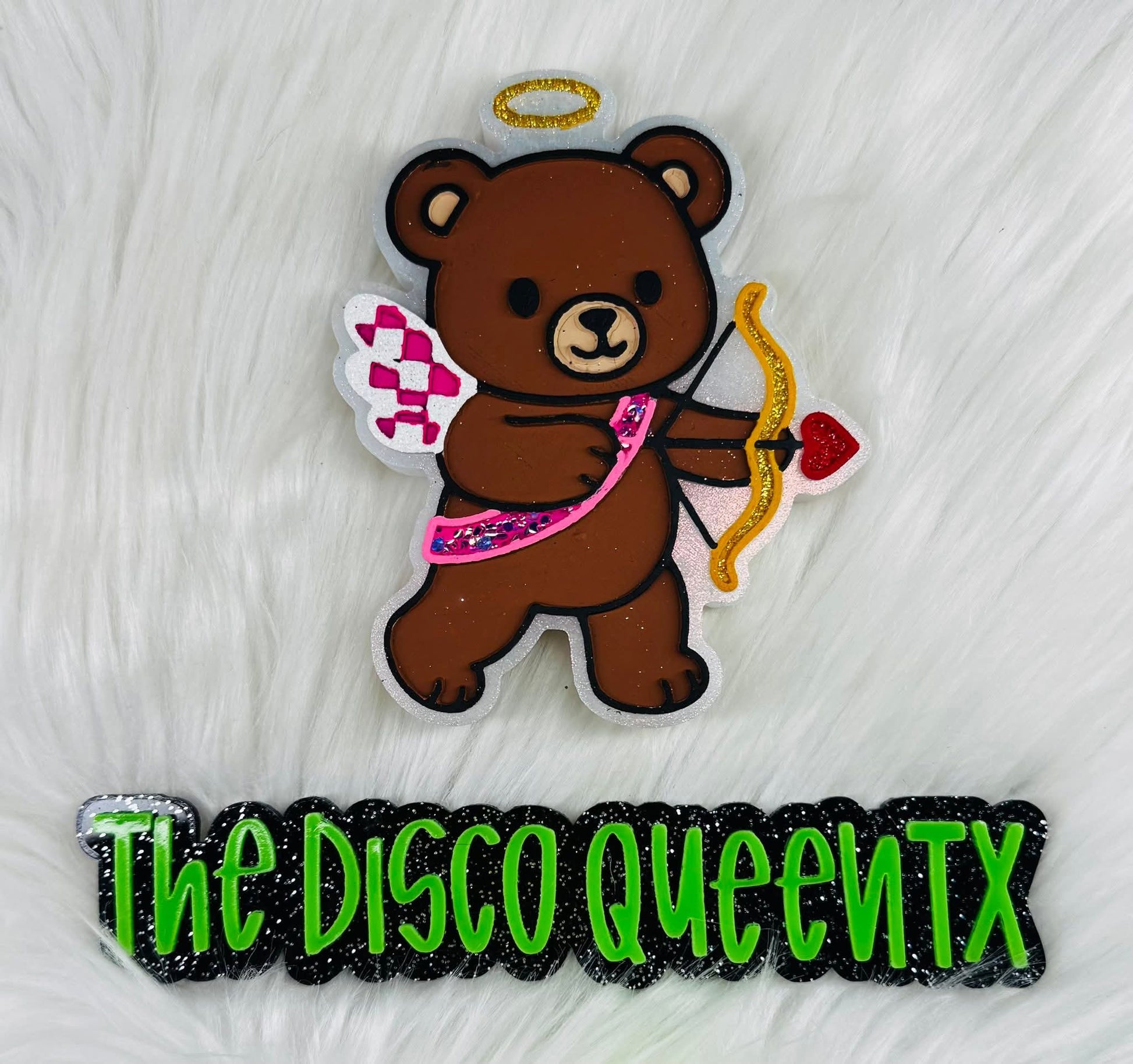 Checkered Cupid Bear Silicone Freshie Mold - Red River Mold Co