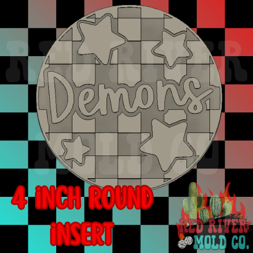 Checkered Demons With Stars 4 in Round Mold Insert - Red River Mold Co
