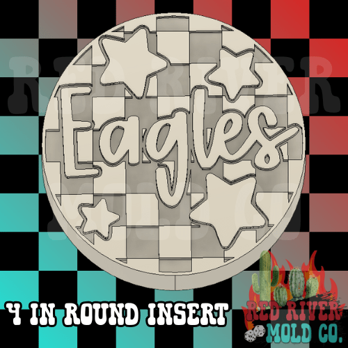 Checkered Eagles With Stars 4 in Round Mold Insert - Red River Mold Co